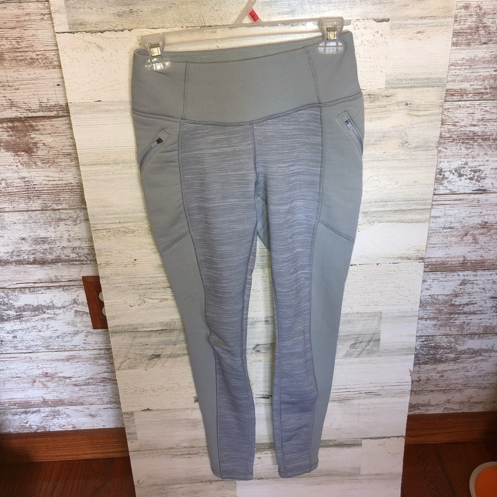 Athleta fleece gray leggings Athleta Women’s Space Dye Fleece Lined Legg…